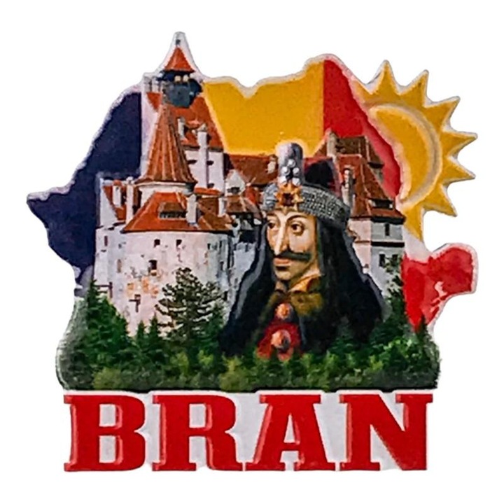 Mágnes kerámia Castelul Bran, Vlad Tepes Románia, ajándékbolt, modell 2774h