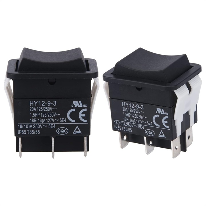 2 db ipari billenőkapcsoló készlet, 6 tűs, fekete, 125V/250V