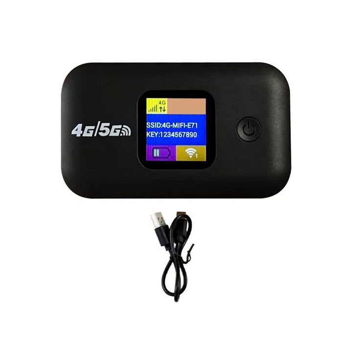 Router 4G portabil, 150 Mbps, negru, 120x104x25mm, 3650mAh
