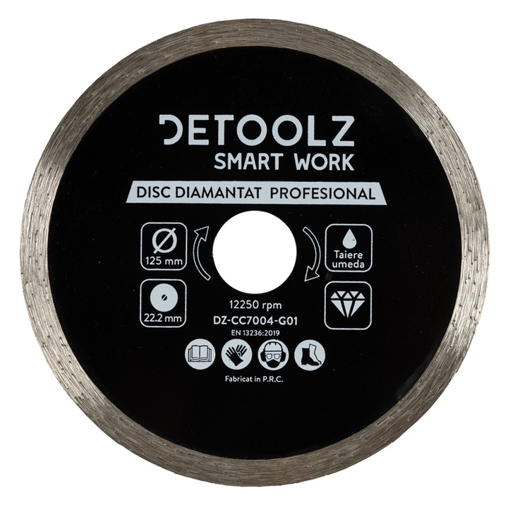 Detoolz folyamatos gyémánttárcsa 125x22.2mm, nedves vágáshoz