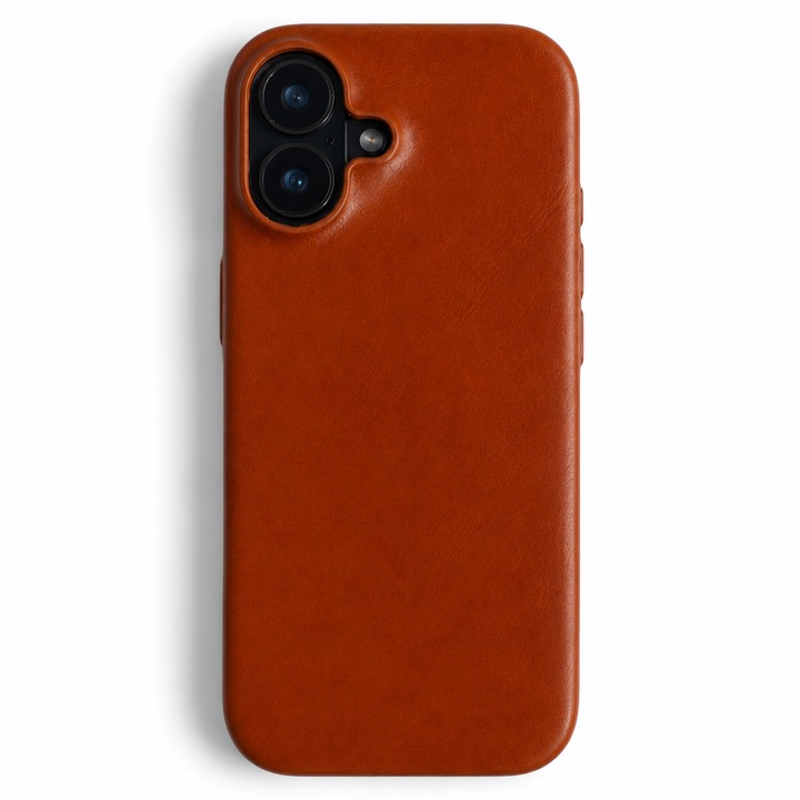Husa pentru iPhone 17 din piele naturala full-grain, compatibila MagSafe, Light Brown