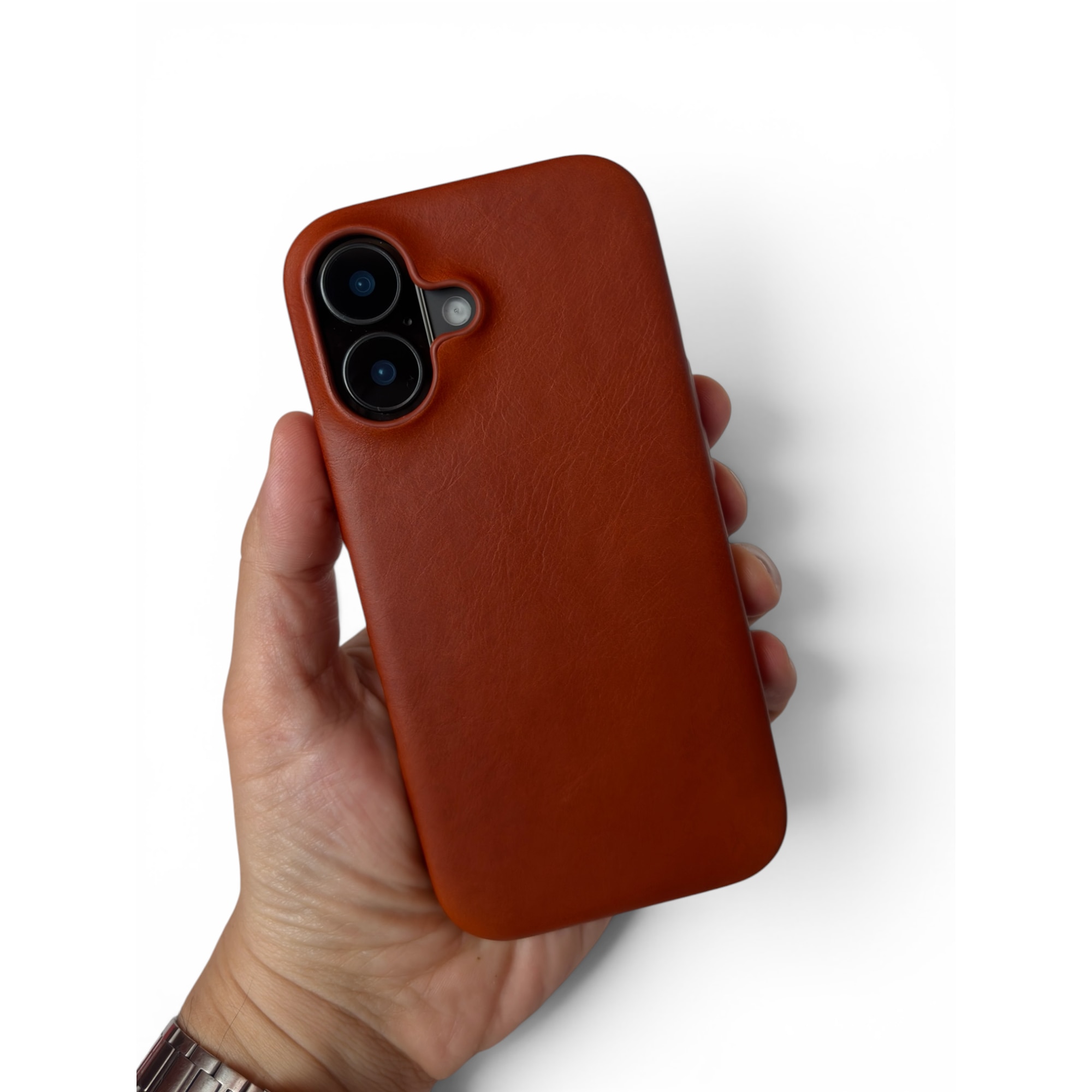 Husa pentru iPhone 17 din piele naturala full-grain, compatibila MagSafe, Light Brown