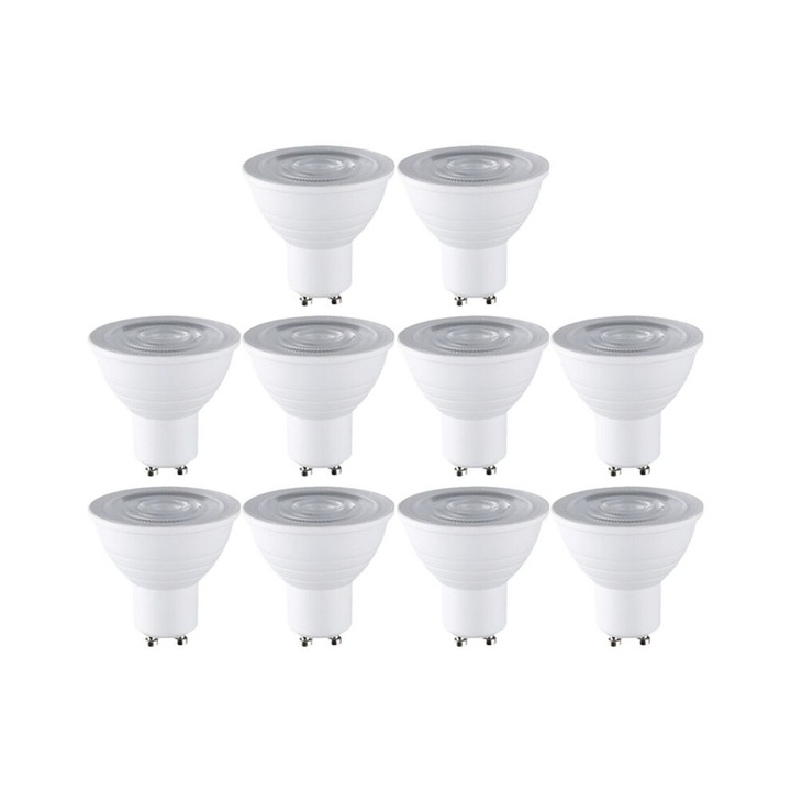 10 db LED GU10 7W izzó készlet, fehér, 6000K, 38°