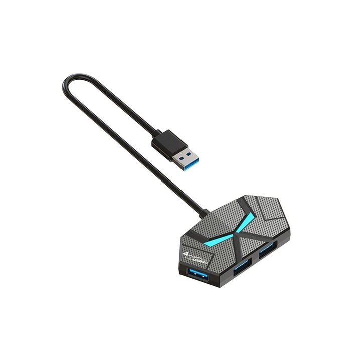 USB 3.0 elosztó 7 portos fekete 5 Gbit/s