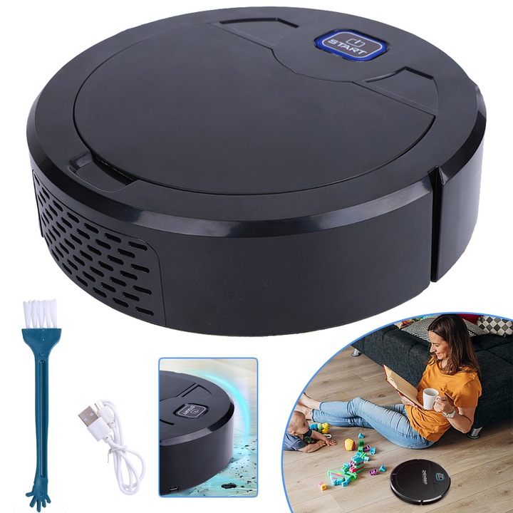 Aspirator Robot Inteligent, Maturator Automat, Anti-Coliziune, Reincarcabil, Aspirator Robot Inteligent Automat Pentru Curatarea Podelelor, Pentru Par De Animale, Podele Dure, Covoare Cu Fire Scurte