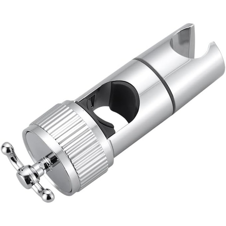 Suport de dus, suport reglabil pentru cap de dus 18-25 mm, suport universal pentru cap de dus cu 2 carlige, suport pentru bara de dus din ABS cromat, nu necesita gaurire, instalare usoara