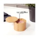 Set 3 recipiente condimente bambus, capac magnetic rotativ, lingurita integrata, natural, 9x7cm