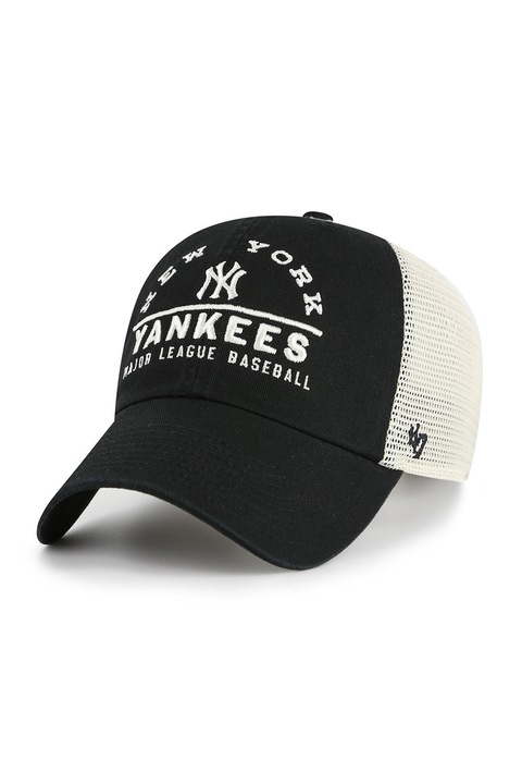 ’47, Sapca cu text brodat New York Yankees, Alb/Negru, 56-61 cm