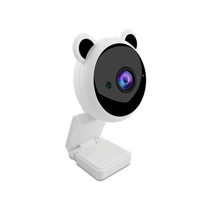 Уеб камера USB 1080P, микрофон, бяла, 90°