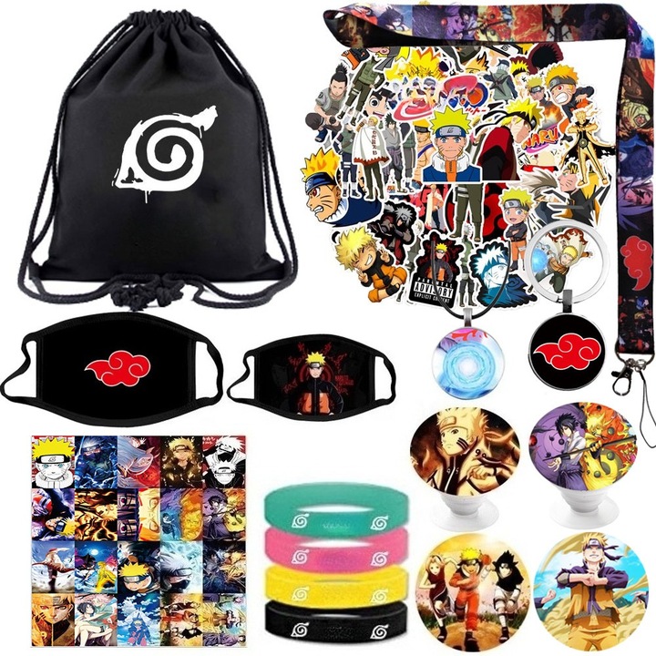 Set suveniruri Naruto multicolor pentru colectie si decor