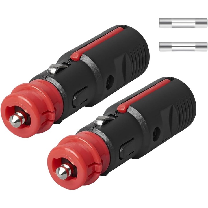 Set 4 prize auto, 12v/24v, cu siguranta universala, rosu, 11.5x20.5mm