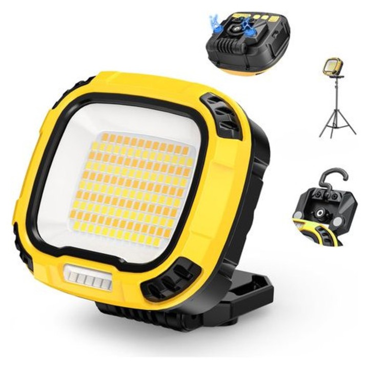 LED munkalámpa 1200lm, 14 mód, 108x45x113mm, fekete