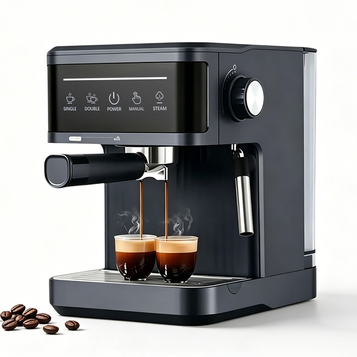 Espressor automat Philips EP1221/20 seria 1200, 2 tipuri de cafele, sistem clasic de spumare a laptelui, rasnita ceramica, interfata intuitiva de utilizare (personalizare si mentenanta), permite instalarea AquaClean, gri cu finisari mate