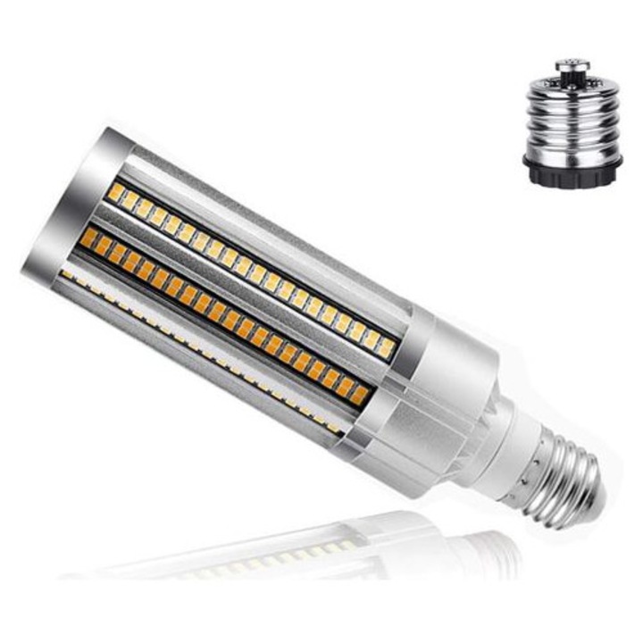 LED kukorica izzó / lámpa 50W, E27, 6000 lm, 6000K, hideg fehér, 350W-os izzónak megfelelő, 360°-os világítási szög, CRI 80, alumínium ház