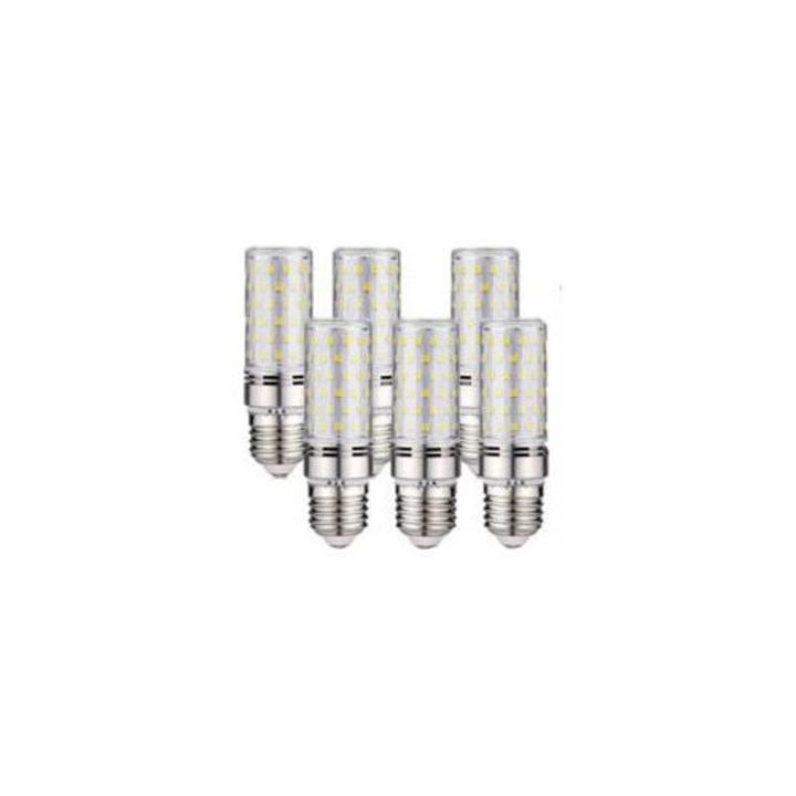 6 db E27 LED izzó készlet, 16W, hideg fehér, 6000K, 30x99mm