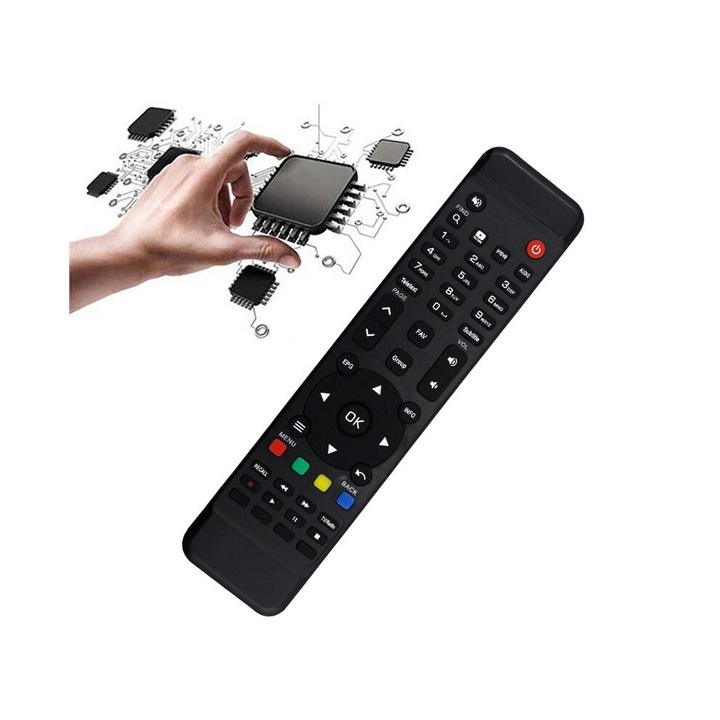 Telecomanda neagra ABS pentru decodoare TV, 2xAAA, universala