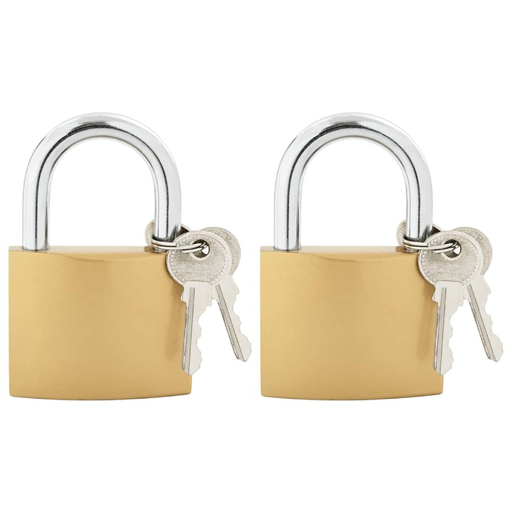U Lock с ключове 2 pcs, vidaXL, Месинг Желязо