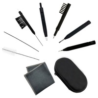 Set de curatare pentru aparate auditive, JESWO®, cu precum perii speciale, fire de curatare, bucla pentru ceara, laveta de intretinere si husa, Negru