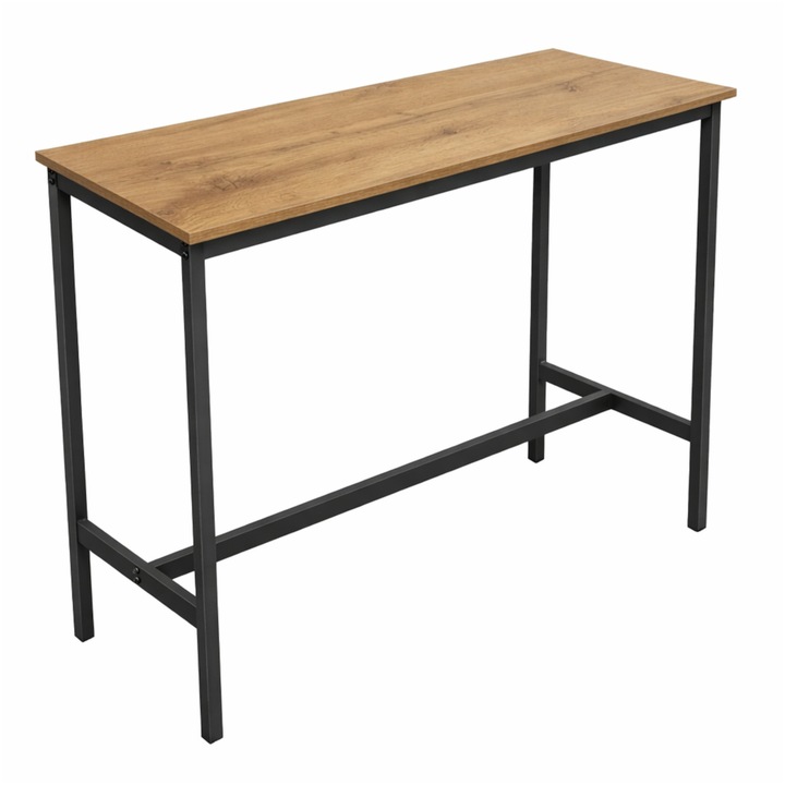 Masa bar BEGRYF, industriala, stejar deschis, negru, 100x40x90 cm
