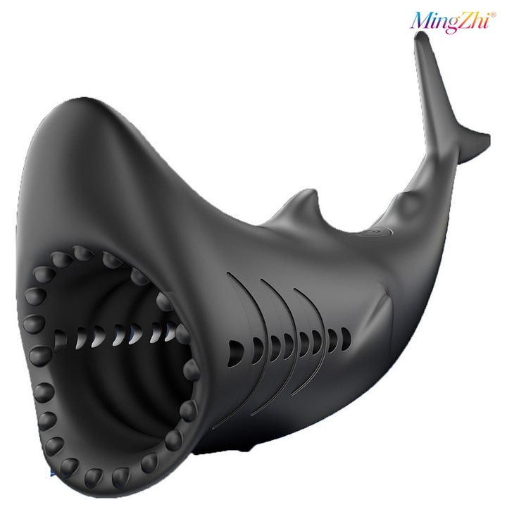 Masturbator masculin automat, MingZhi®, in forma de rechin, 9 moduri de vibratie, stimulare intensa, simulare 3D, incarcare USB