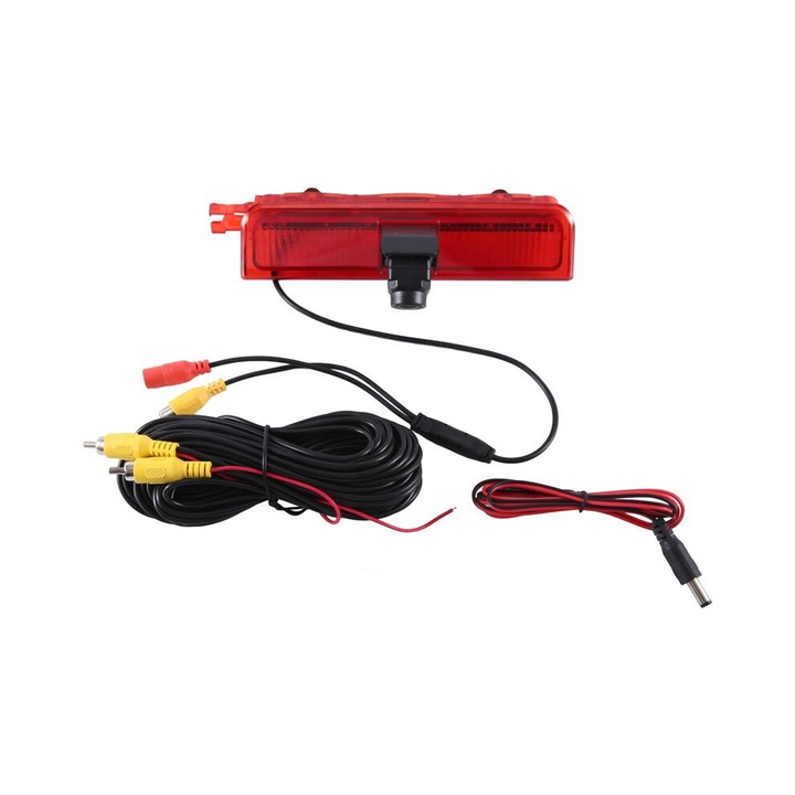 Autó tolatókamera féklámpával, OEM, éjjellátó, piros-fekete, 12V, IP68, 170°