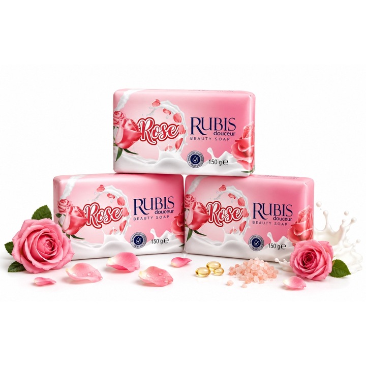 Rubis Douceur® Rose szappan szett, 3 db, 3 x 150 g – finom virágos rózsa illattal