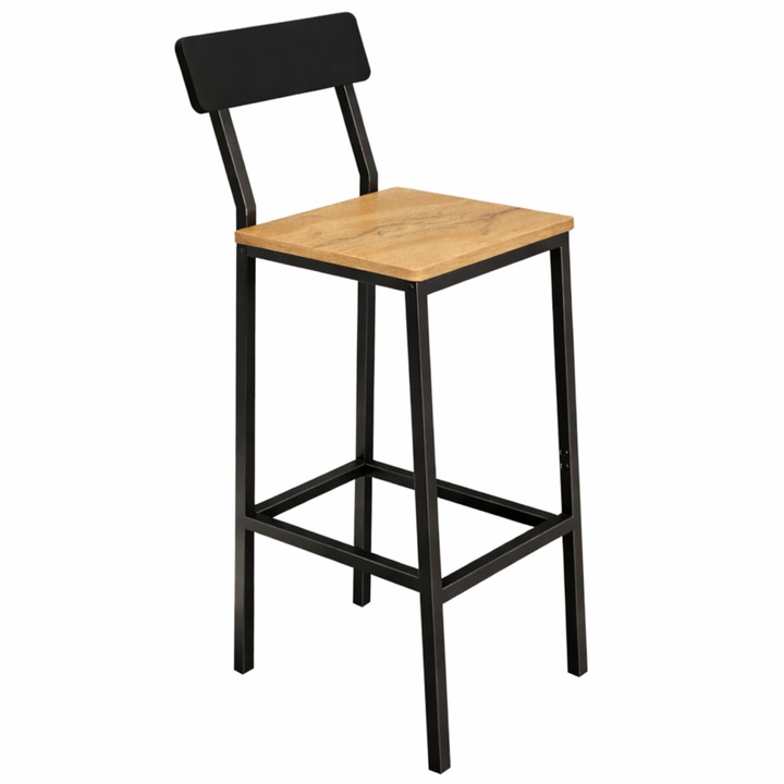 Scaun bar BEGRYF loft, lemn stejar, negru, 30x40x90 cm