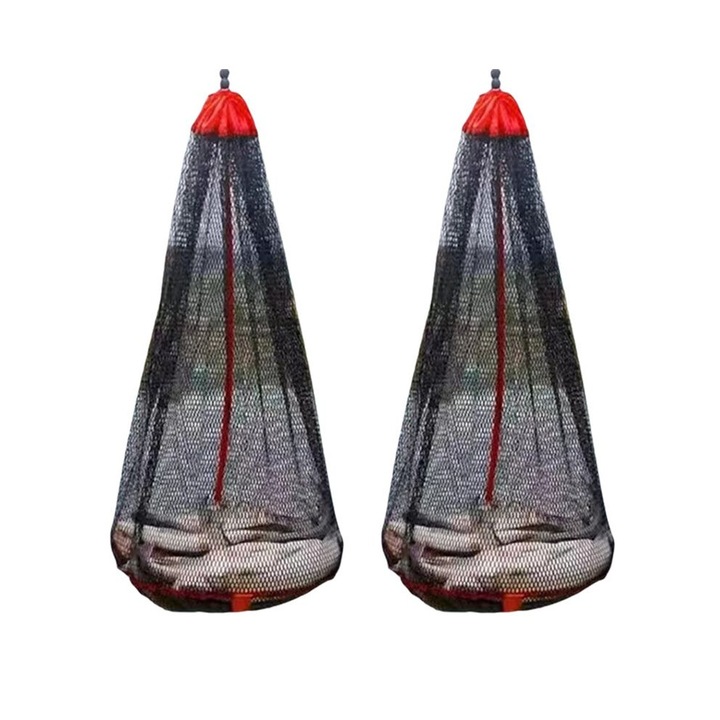 Összecsukható hálózsák horgászathoz, 2x0.55m, fekete, nylon, 2 darabos szett