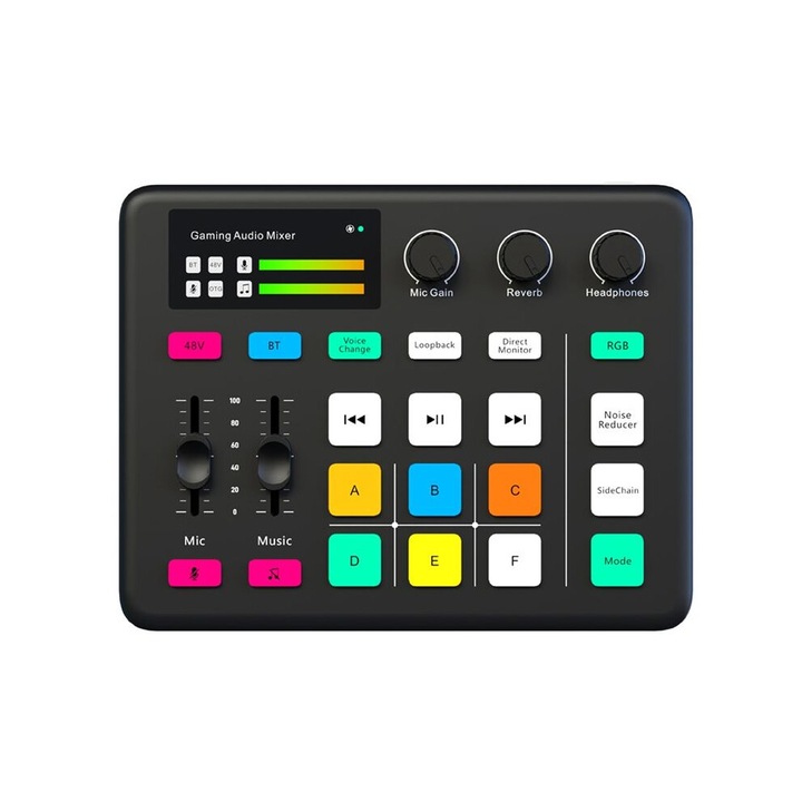 Audio keverő G1 tuner gaming RGB fekete 15x10x5cm