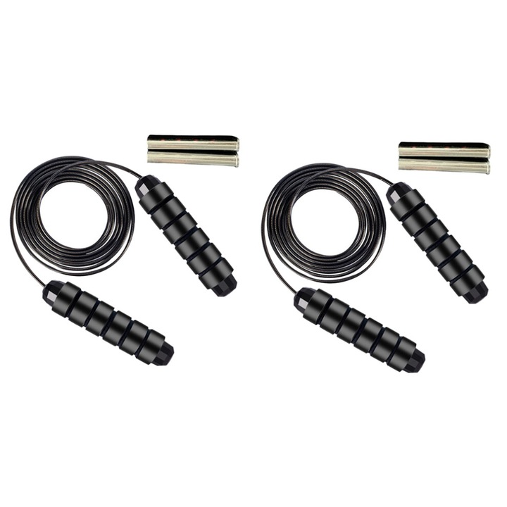 Set 2 corzi sarit coarde fitness yoga, negru, 420g, reglabil