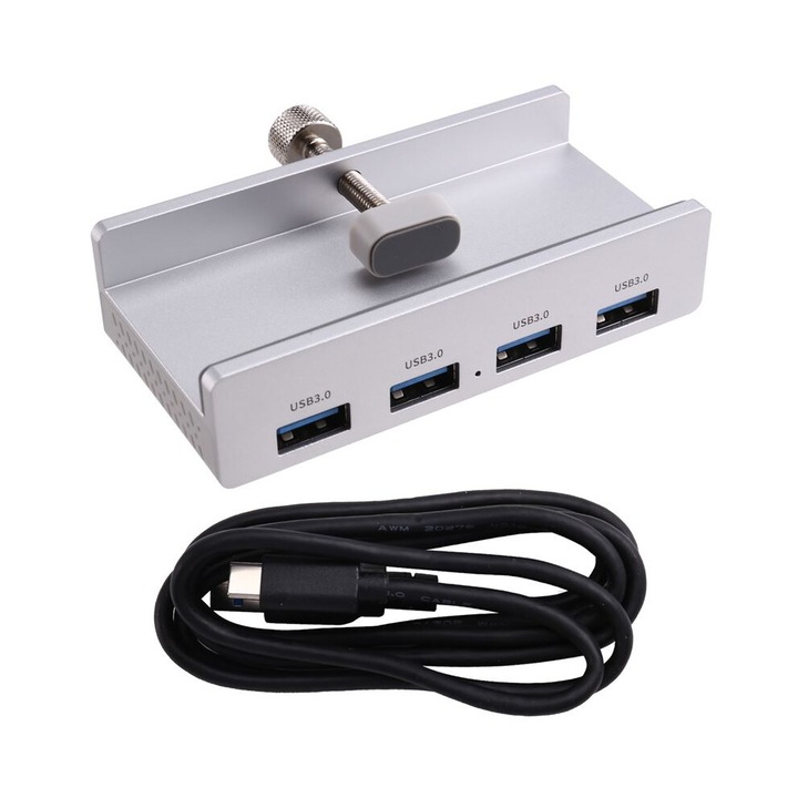 USB 3.0 elosztó, ezüst, alumínium, 10-30mm, kompakt