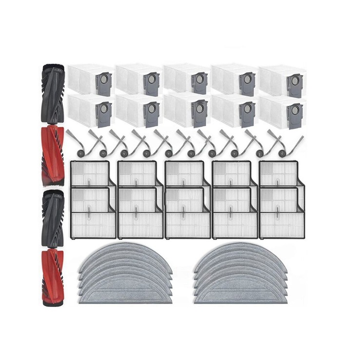 Set accesorii aspirator Saros 10, 2x perii principale, 10x perii laterale, 10x filtre, 10x lavete, 10x saci praf, multicolor