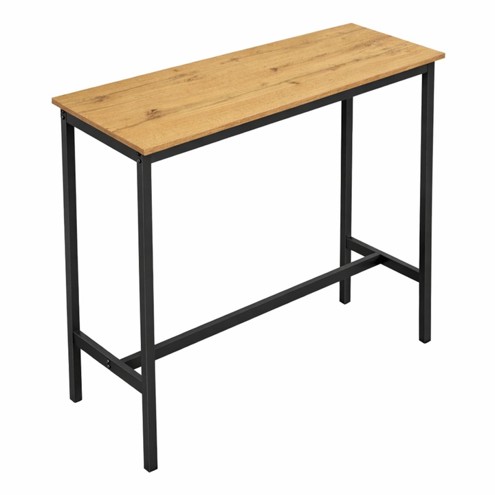 Masa bar inalta BEGRYF loft, blat stejar, cadru metalic negru, 100x40x90 cm