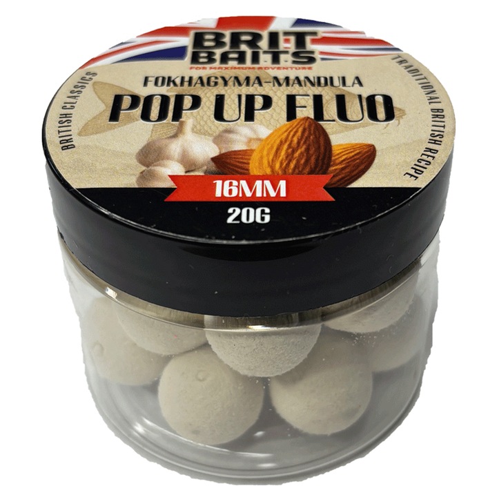 BritBaits Pop Up fluo Fokhagyma-Mandula 16 mm