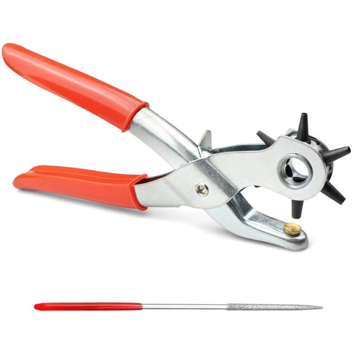 Bőrlukasztó fogó 6 méretben, horganyzott acél, ergonomikus, 22cm