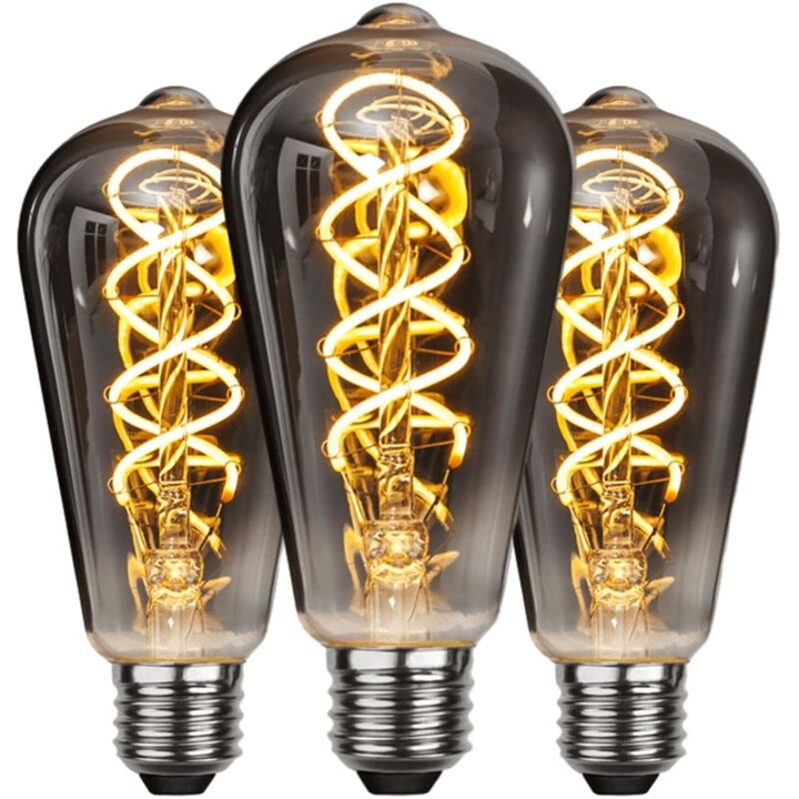 LED Izzó E27 vintage, 6W, sárga, 3 db-os szett