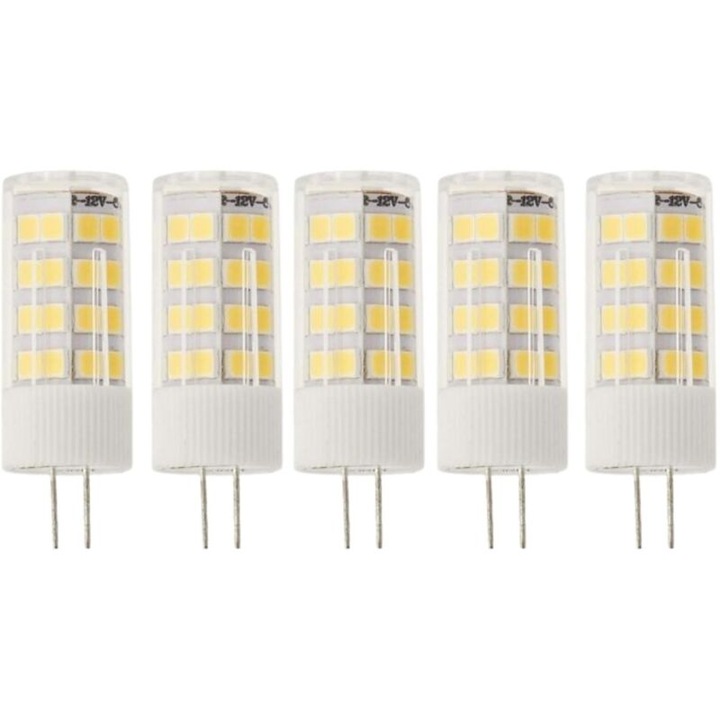 5 db G4 LED izzó készlet 5W 6000K hideg fehér 12mmx46mm