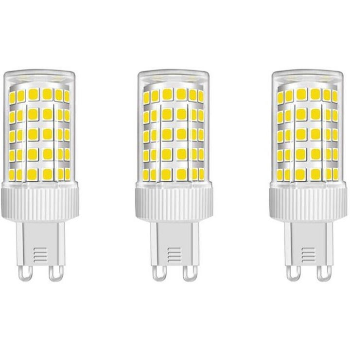 Комплект от 3 LED крушки G9 10W, студено бяла светлина, 6000K, 360°