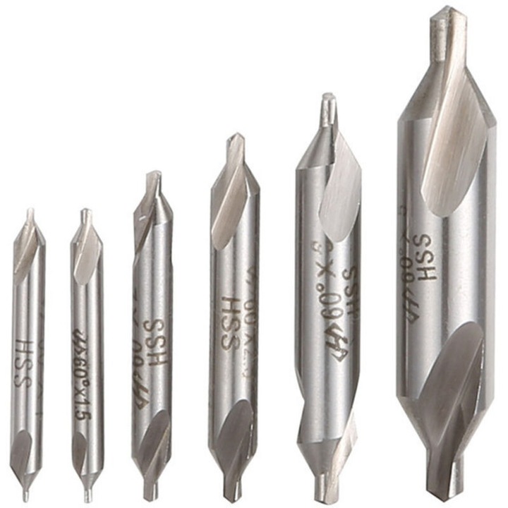 HSS központfúró készlet 6 db-os, 1-5mm, 60 fokos, többszínű