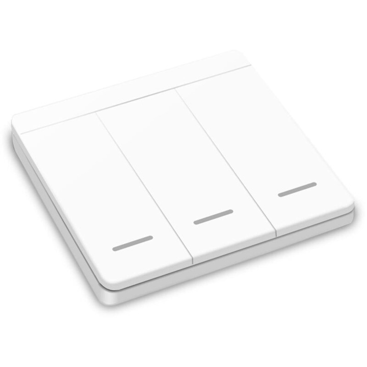 Comutator de iluminat fara fir 260815BM667, RF 433 MHz, receptor AC 85–250 V 10 A, raza 50 m, alb, receptor 47×42×23 mm, set 1x receptor + 1x emitator (baterie 12V inclusa)