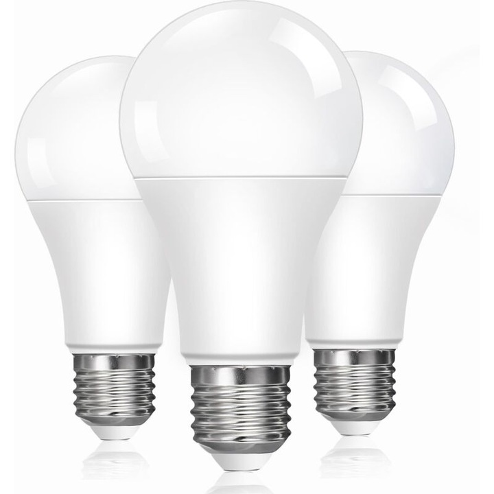 LED крушка E27 13W 6500K 1200LM A60 студено бяла, комплект 3 броя 60x118mm