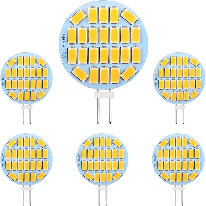 LED G4 Izzó 12-24V 3W 300LM Semleges Fehér 43x30x10mm 6 db-os szett
