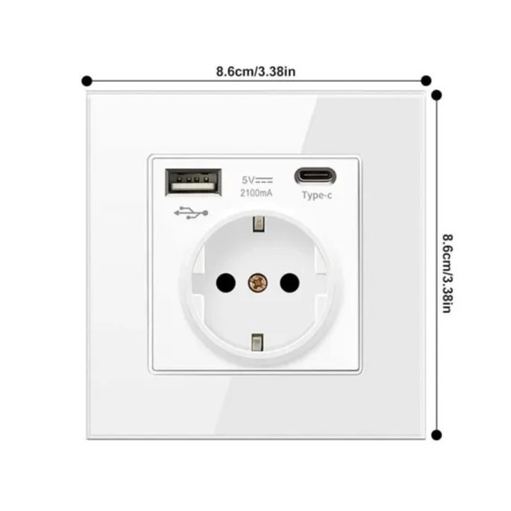 Priza suko cu USB si Tip C 2.1A
