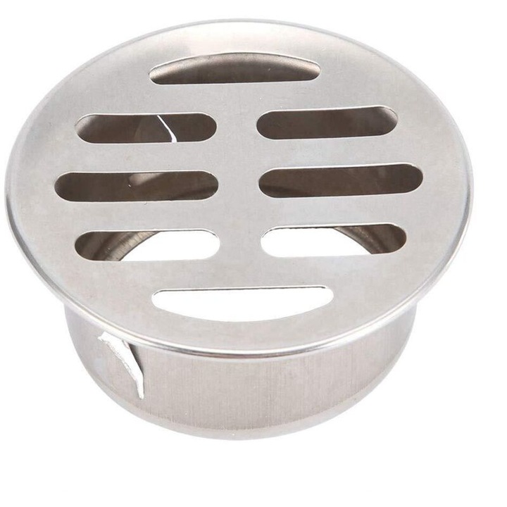 Scurgere pardoseala inox rotunda, anti-blocare, 50x50mm