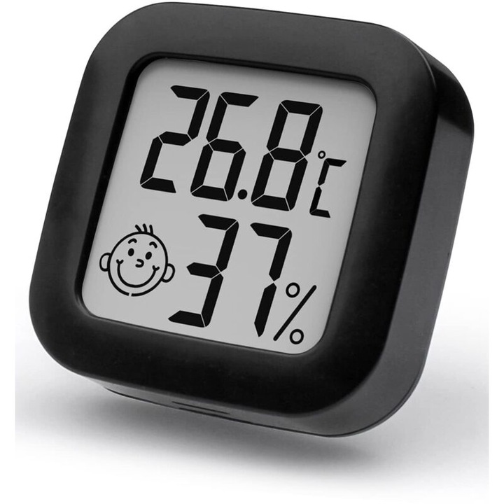 Termometru Higrometru Digital Interior Mini Precizie, 4.3x4.3x1.3cm, set 2 bucati