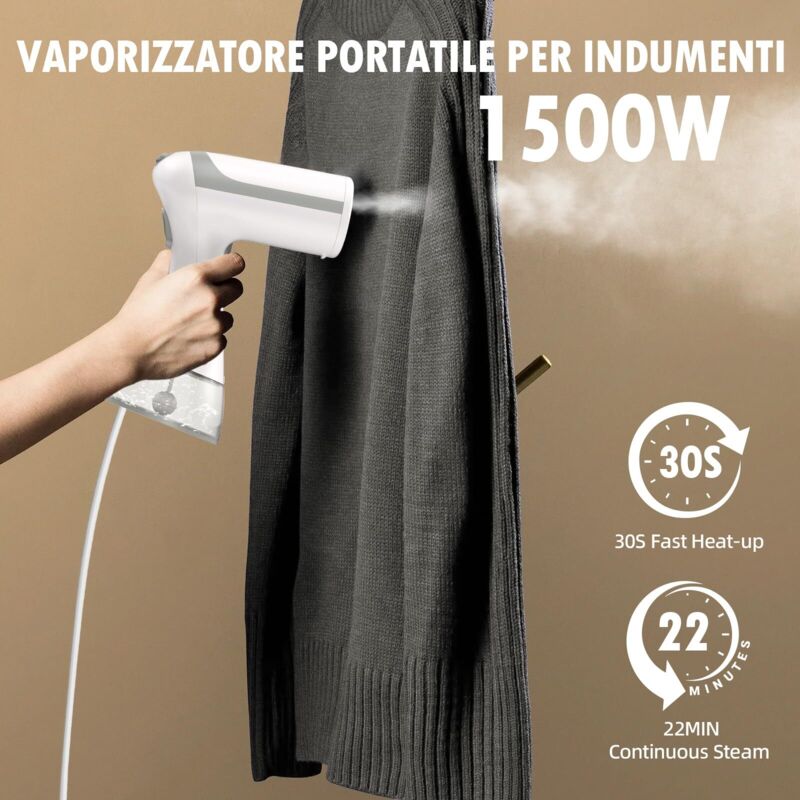 Aparat de calcat cu abur portabil 1500W 300ml transparent compact