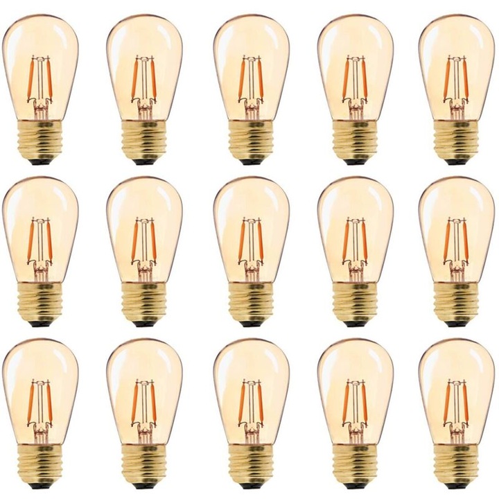 LED Vintage ST45 izzó, 1W, 2200K, E27, arany üveg, 15 db-os szett