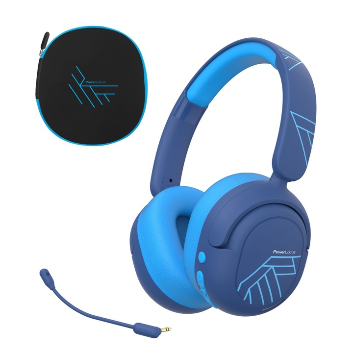 Casti PowerLocus pentru copii, Wireless, Lion Kids, Blue