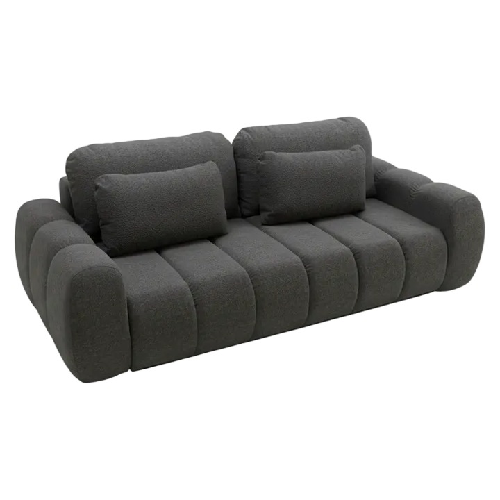 Canapea extensibila Firena, textil Premium, gri inchis, 258x115x89 cm, abriamo 08 - Eleganta Moderna si Confort Absolut