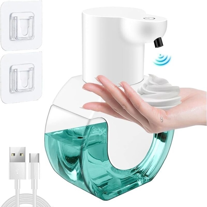 Dozator automat sapun 420ml perete USB reincarcabil IPX5 alb